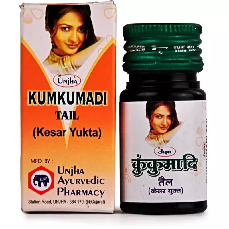 Unjha Kumkumadi Tail (Kesar Yukta) 10 ml – Ayurvedic Face Oil for Glowing Skin, Pigmentation & Anti-Aging