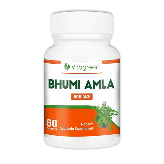 Vitagreen Bhumi Amla Capsules 500 mg – Ayurvedic Liver Care &amp; Detox Supplement (60 Capsules)