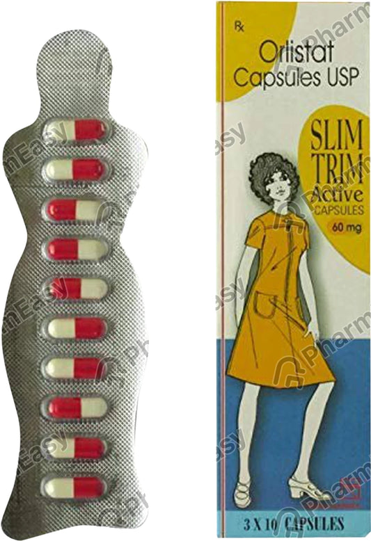 Slim Trim Active Capsules 60 mg (Orlistat) – Prescription Anti-Obesity Medicine for Weight Loss (3×10 Capsules)