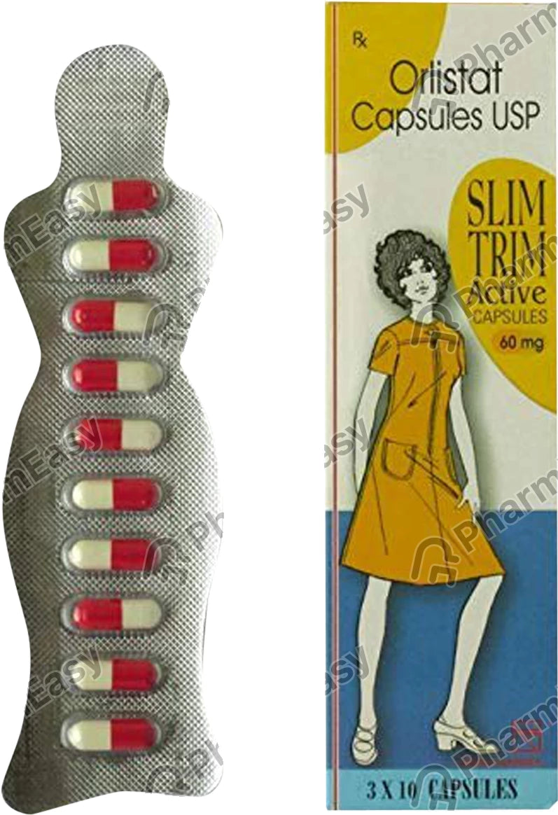 Slim Trim Active Capsules 60 mg (Orlistat) – Prescription Anti-Obesity Medicine for Weight Loss (3×10 Capsules)